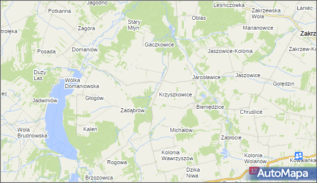 mapa Krzyszkowice gmina Przytyk, Krzyszkowice gmina Przytyk na mapie Targeo