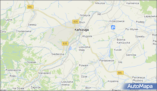 mapa Łopuszka Mała, Łopuszka Mała na mapie Targeo