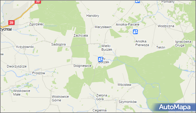 mapa Mały Buczek gmina Rychtal, Mały Buczek gmina Rychtal na mapie Targeo