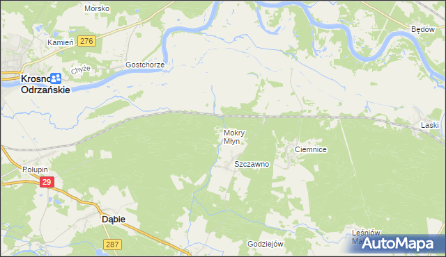 mapa Mokry Młyn, Mokry Młyn na mapie Targeo