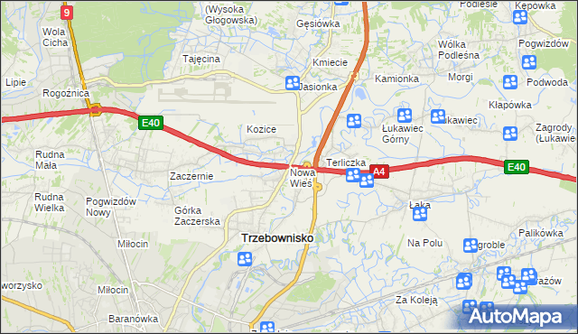 mapa Nowa Wieś gmina Trzebownisko, Nowa Wieś gmina Trzebownisko na mapie Targeo