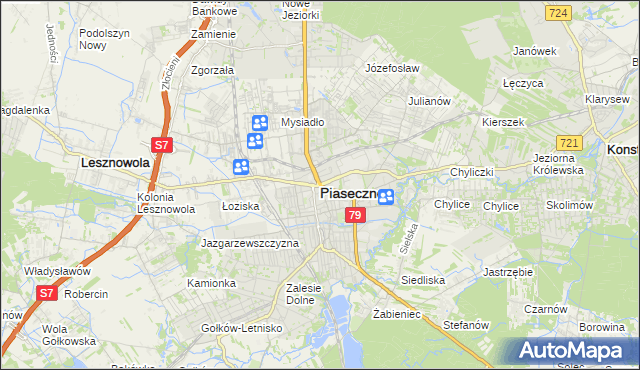 mapa Piaseczno, Piaseczno na mapie Targeo