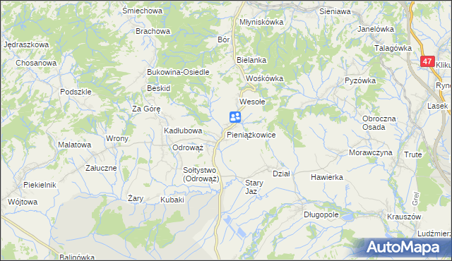 mapa Pieniążkowice, Pieniążkowice na mapie Targeo