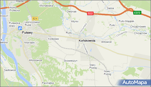 mapa Stara Wieś gmina Końskowola, Stara Wieś gmina Końskowola na mapie Targeo