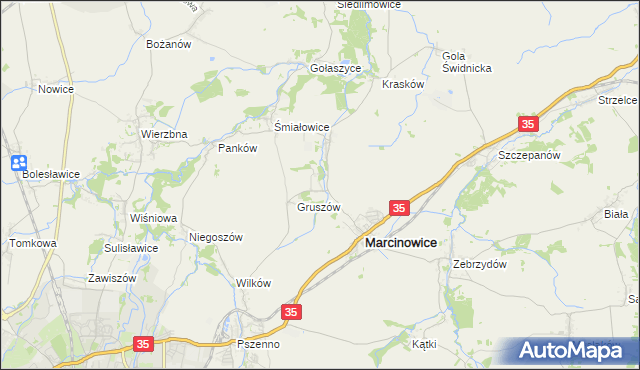 mapa Stefanowice gmina Marcinowice, Stefanowice gmina Marcinowice na mapie Targeo