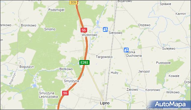 mapa Targowisko gmina Lipno, Targowisko gmina Lipno na mapie Targeo