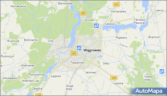 mapa Wągrowiec, Wągrowiec na mapie Targeo