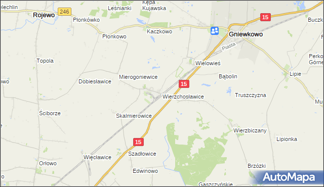 mapa Wierzchosławice gmina Gniewkowo, Wierzchosławice gmina Gniewkowo na mapie Targeo