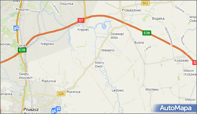 mapa Wiślina, Wiślina na mapie Targeo