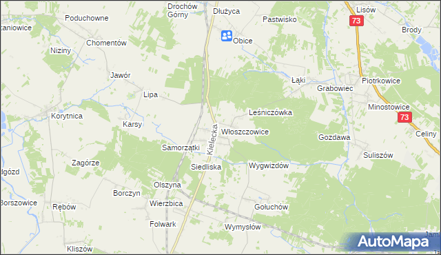 mapa Włoszczowice, Włoszczowice na mapie Targeo
