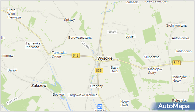 mapa Wysokie powiat lubelski, Wysokie powiat lubelski na mapie Targeo