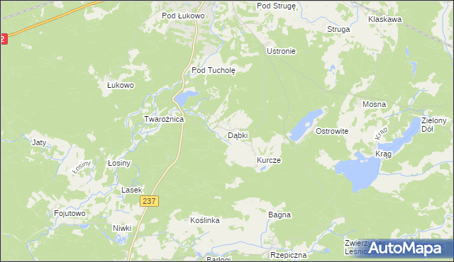 mapa Dąbki gmina Czersk, Dąbki gmina Czersk na mapie Targeo
