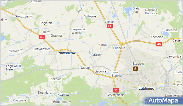 mapa Draliny, Draliny na mapie Targeo