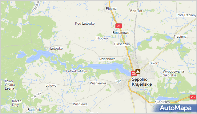 mapa Dziechowo, Dziechowo na mapie Targeo