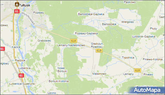 mapa Gładczyn, Gładczyn na mapie Targeo