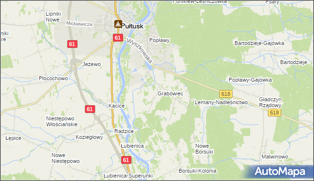 mapa Grabówiec gmina Pułtusk, Grabówiec gmina Pułtusk na mapie Targeo
