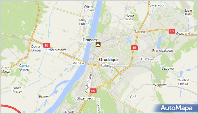 mapa Grudziądza, Grudziądz na mapie Targeo