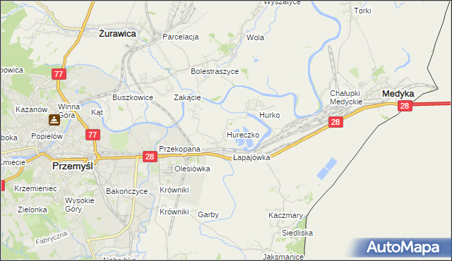 mapa Hureczko, Hureczko na mapie Targeo