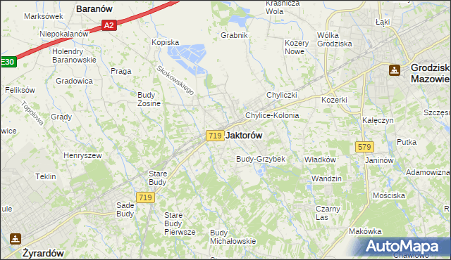 mapa Jaktorów, Jaktorów na mapie Targeo