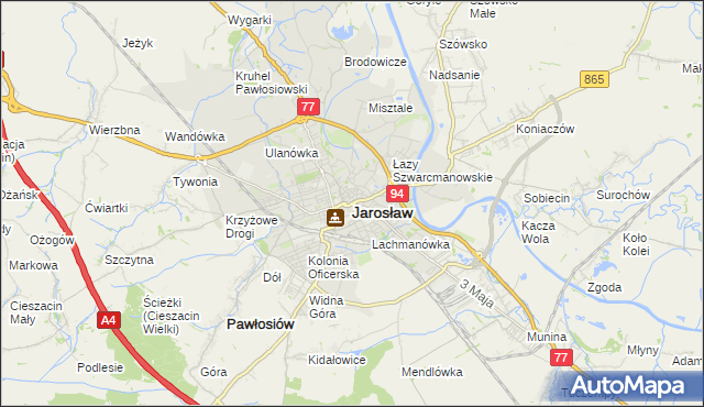 mapa Jarosławia, Jarosław na mapie Targeo