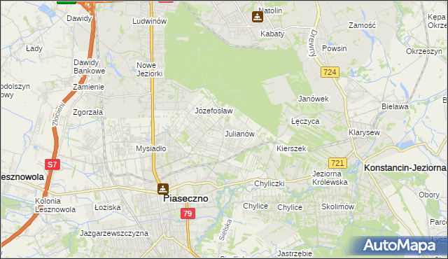 mapa Julianów gmina Piaseczno, Julianów gmina Piaseczno na mapie Targeo