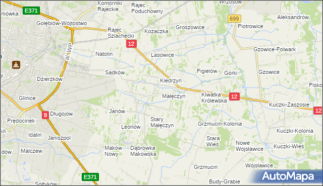 mapa Małęczyn gmina Gózd, Małęczyn gmina Gózd na mapie Targeo