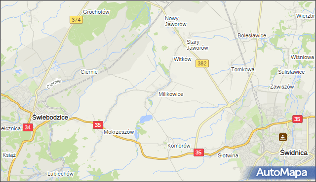 mapa Milikowice, Milikowice na mapie Targeo