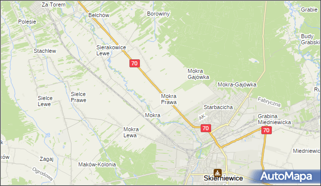 mapa Mokra Prawa, Mokra Prawa na mapie Targeo