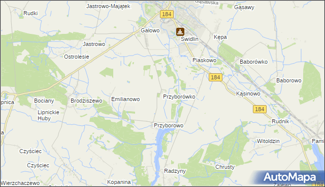 mapa Przyborówko, Przyborówko na mapie Targeo