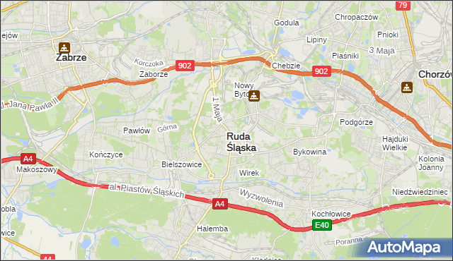 mapa Rudy Śląskiej, Ruda Śląska na mapie Targeo