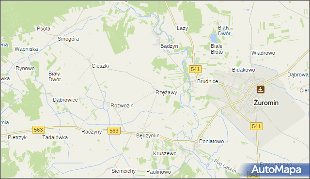 mapa Rzężawy gmina Żuromin, Rzężawy gmina Żuromin na mapie Targeo