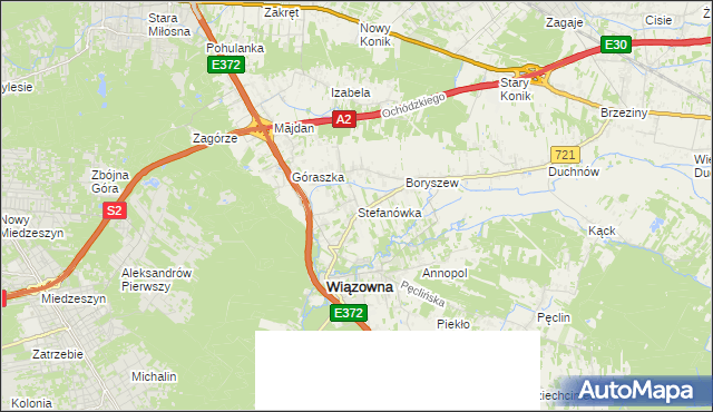 mapa Stefanówka gmina Wiązowna, Stefanówka gmina Wiązowna na mapie Targeo