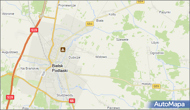 mapa Widowo, Widowo na mapie Targeo