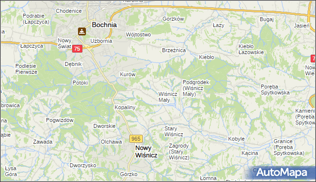 mapa Wiśnicz Mały, Wiśnicz Mały na mapie Targeo