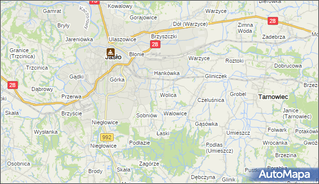 mapa Wolica gmina Jasło, Wolica gmina Jasło na mapie Targeo
