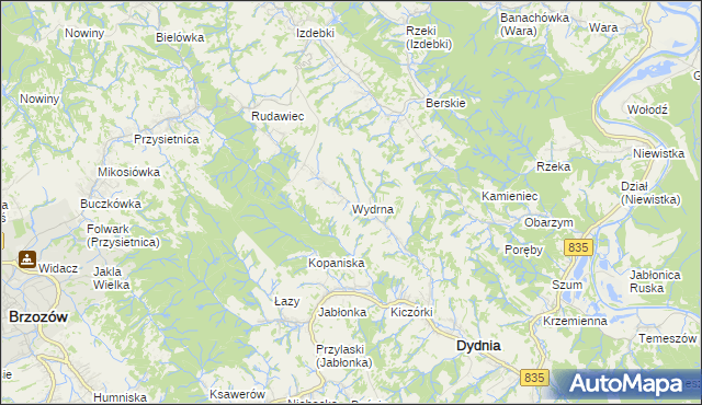 mapa Wydrna, Wydrna na mapie Targeo