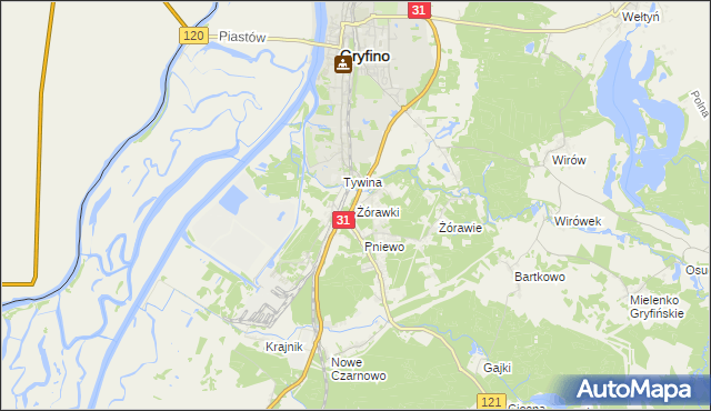 mapa Żórawki, Żórawki na mapie Targeo