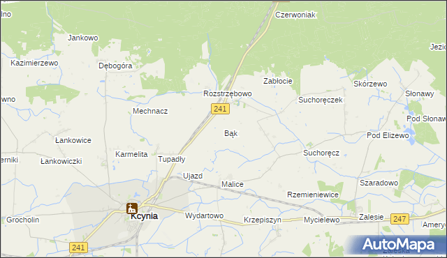 mapa Bąk gmina Kcynia, Bąk gmina Kcynia na mapie Targeo
