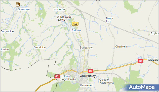 mapa Bodzanów gmina Głuchołazy, Bodzanów gmina Głuchołazy na mapie Targeo