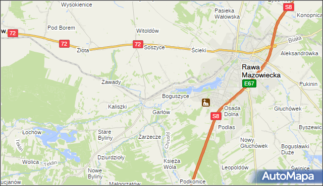 mapa Boguszyce gmina Rawa Mazowiecka, Boguszyce gmina Rawa Mazowiecka na mapie Targeo