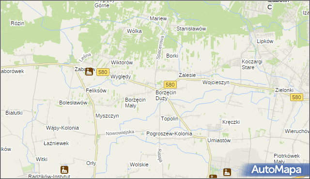 mapa Borzęcin Duży, Borzęcin Duży na mapie Targeo