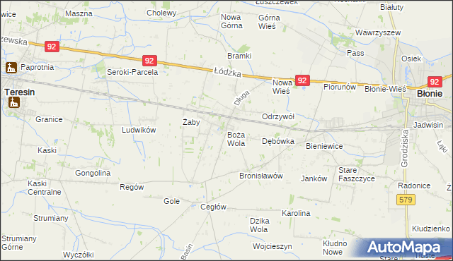 mapa Boża Wola gmina Baranów, Boża Wola gmina Baranów na mapie Targeo