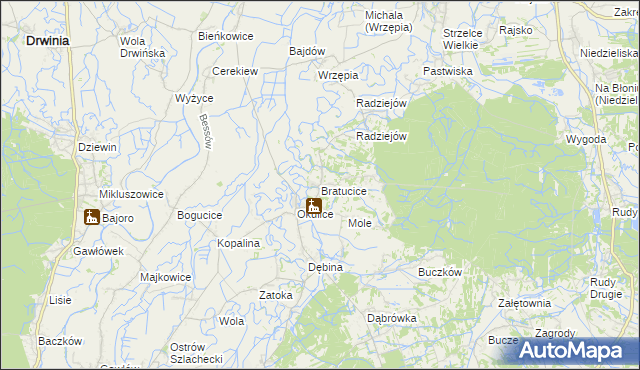 mapa Bratucice, Bratucice na mapie Targeo