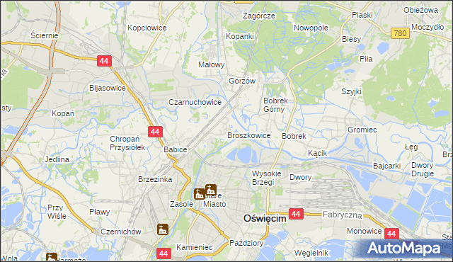 mapa Broszkowice, Broszkowice na mapie Targeo