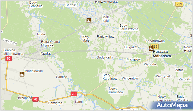 mapa Budy-Kałki, Budy-Kałki na mapie Targeo