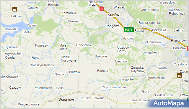 mapa Bukowie gmina Kunów, Bukowie gmina Kunów na mapie Targeo