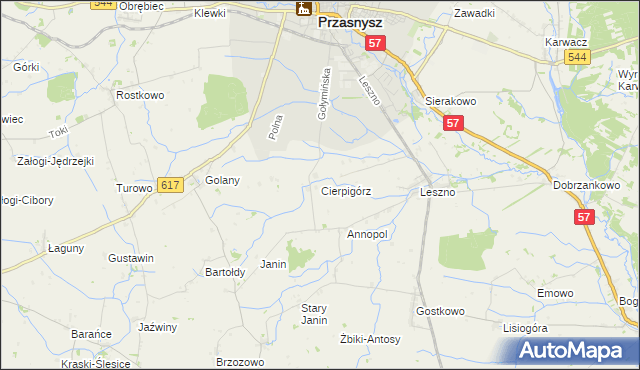 mapa Cierpigórz gmina Przasnysz, Cierpigórz gmina Przasnysz na mapie Targeo