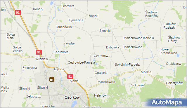 mapa Czerchów, Czerchów na mapie Targeo