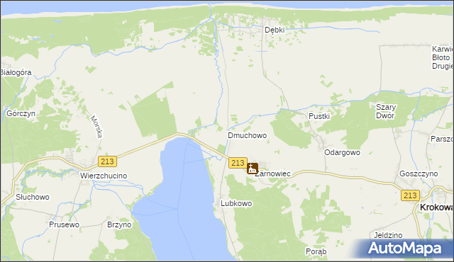 mapa Dmuchowo gmina Krokowa, Dmuchowo gmina Krokowa na mapie Targeo