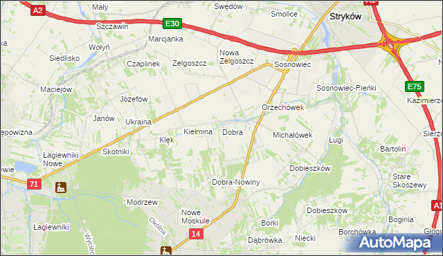 mapa Dobra gmina Stryków, Dobra gmina Stryków na mapie Targeo